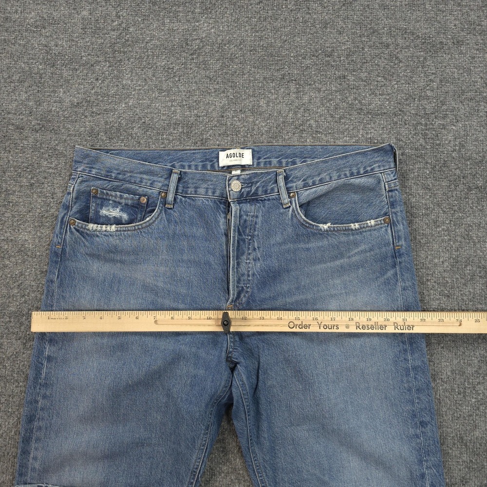 AGOLDE Jeans Womens 31 Blue Parker Easy Straight Button Fly Denim Preppy - Picture 9 of 13